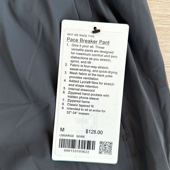 Lululemon Pace Breaker Pant men’s ColourGraphite Grey - Picture 6 of 12